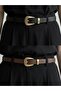 Women's Antique Set Buckle 2-Piece Belt Set Black-Brown - 3