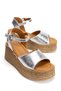 Women's Genuine Leather Wedge Heeled Sandals 6355 Lame - 2