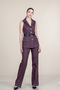 Women's Summer Burgundy Denim Vest and Pants Set Stylish Casual Comfortable Two-Piece 1309