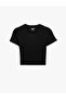 Slim Fit Short Sleeve Crew Neck Crop Sports T-Shirt - 3