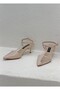 8581 Tulle Detailed 6cm Short Thin Heel Open Back Strap Stiletto Shoes for Women - 4