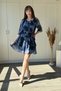 Layered Chiffon Ruffled Belted Short Blue Dress - 8