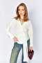 Double-Breasted Shirt with Tie Detail |   Mks1611153-1 - White - 3