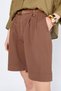 Women's Brown Lycra Gabardine Midi Shorts with Waist Belt - 5