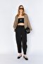 Women's Black (5456) Front-Stitched Balloon Cut Tencel Trousers - 2
