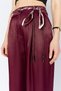 Women's Plum Waist Scarf Belted Flowing Satin Wide Leg Pants - 7