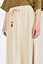 Women's Natural Skirt with Thick Stitching and Elastic Waist - 6
