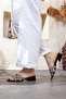Women's Short Heeled Slippers with Motif Accessories - 3