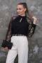 Women's Black Lace Detailed Blouse Pc6115 - 4