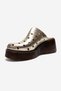Nives Gold Genuine Leather Perforated Women's Wedge Heeled Slippers - 6