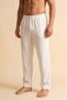 Ecru Wide Fit 100% Cotton Muslin Fabric Men's Trousers with Elastic Waist - Hajj Umrah Trousers - 4