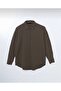 Women's Khaki Seersucker Textured Shirt Oversize Relaxed Fit Long Sleeve Stylish & Casual - 5