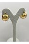 Steel Gold Beaded Thick Hoop Earrings - 2