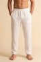 Ecru Wide Fit 100% Cotton Muslin Fabric Men's Trousers with Elastic Waist - Hajj Umrah Trousers - 5