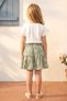 Girl's Top and Bottom Set with Skirt, Summer Printed Green - 3