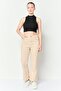Women Flare Fit Solid Stretchable Flare Jeans, Beige - 2