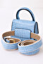 Women's Blue Chain and Waist Belt Mini Bag Vrs2006 - 3