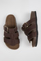 Santi Women's Vegan Leather Buckle Brown Sandals - 3