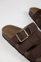 Santi Women's Vegan Leather Buckle Brown Sandals - 4