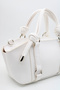 Women's White Knot Handle Bag with Ring Detail, Internal Pocket and Zipper Closure for Hand, Arm and Shoulder Use - 7