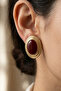 Gold Burgundy Pearlescent Cylinder Earrings