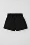 Girl's Shorts Skirt Pocket Cap Detailed Button Accessory 6-12 Years, Black - 2
