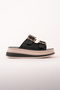 Women's Black Gold Buckle Detailed Casual Summer Comfortable Slippers - 4