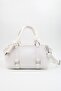 Women's White Knot Handle Bag with Ring Detail, Internal Pocket and Zipper Closure for Hand, Arm and Shoulder Use - 2