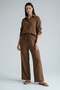 Bitter Brown Long Sleeve 100% Cotton Muslim Shirt Suit Sh365