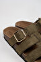 Asly Women's Vegan Leather Buckle Khaki Sandals - 4