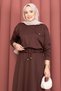Pocket Detailed Crop & Skirt Double Set Brown - 2