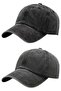 Unisex Vintage 100% Cotton Adjustable Baseball Cap Hat Set of 2