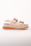 Women's Beige Gold Buckle Detailed Casual Summer Comfortable Sandals - 4