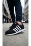 Men's Black and White Casual Sneaker Flexible Lightweight Sole Lace-Up Running Walking Sports Shoes