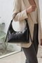 Black Women's Soft Faux Leather Minimalist Shoulder Bag - 2