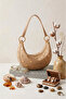 Ten Women's Gold Studded Detailed Half Moon Shoulder Bag