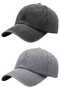 Unisex Vintage 100% Cotton Adjustable Baseball Cap Hat Set of 2 - 4