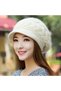 Women's Knitted Hat Winter Soft Knitwear Beanie with Visor Newsboy Hat Cream - 5