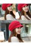 Women's Knitted Hat Winter Soft Knitwear Beanie Visor Newsboy Hat Red - 3