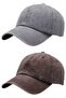 Unisex Vintage 100% Cotton Adjustable Baseball Cap Hat Set of 2 - 5