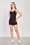 Women's Slim Ribbed Double Shorts Set - Bitter Brown - 3