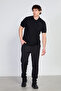 Men's Polo Neck Pique T-Shirt - Black - 3