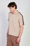 Men's polo collar t-shirt with shoulder detail - sand beige - 2