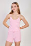 Women's Slim Ribbed Double Shorts Set - Pink - 4