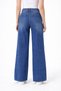 Women's Vintage Wash Faded Effect High Waist Wide Leg Palazzo Jean Trousers Dark Blue Loose Leg Casual - 3