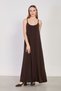 Women's Long Dress with Rope Straps - Brown - 2