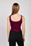 Women's V-Neck Thick Strap Crop Top - Plum - 5