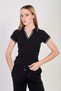 Women's Polo Neck Ribbed Bodysuit - Black/White - 2