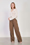 Women's Belted Loose-Fit Trousers - Khaki - 2