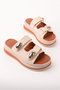 Women's Beige Buckle and Velcro Helmet Detailed Casual Summer Comfortable Slippers - 5